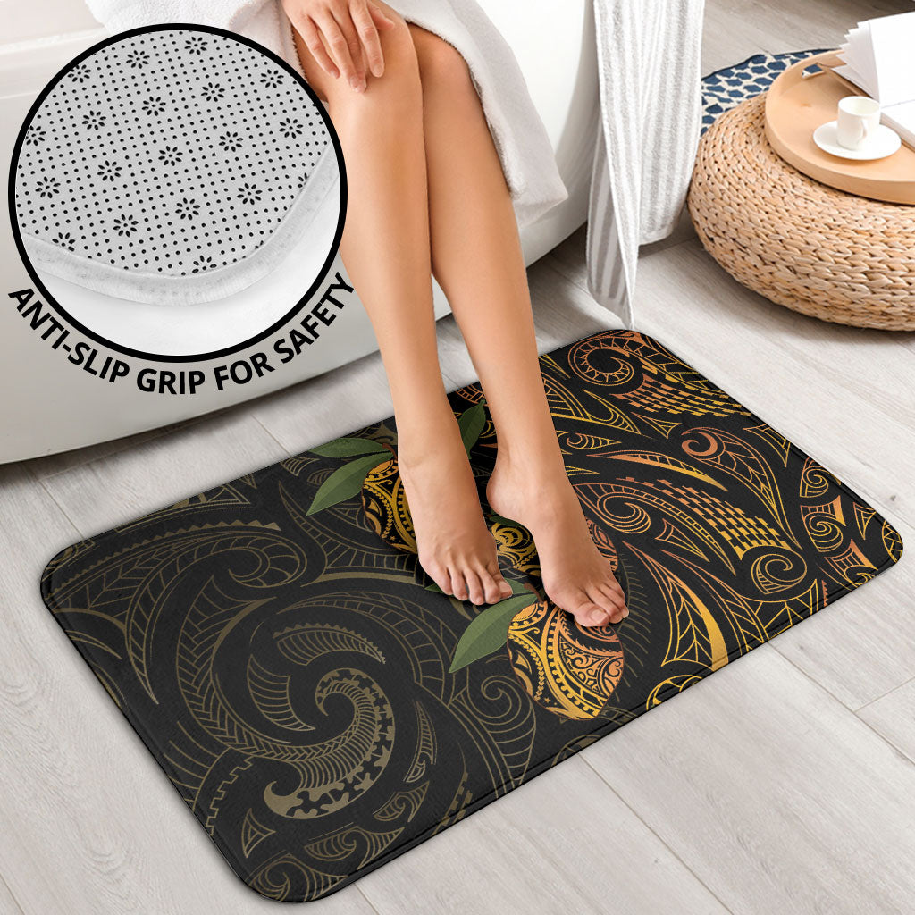 Hawaiian Mango Tribal Tattoo Bathroom Set Gold Pacific Traditional Pattern