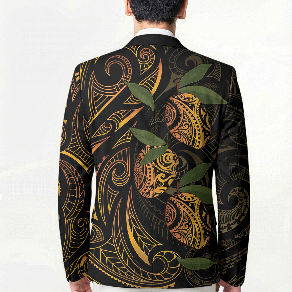 Hawaiian Mango Tribal Tattoo Blazer Gold Pacific Traditional Pattern