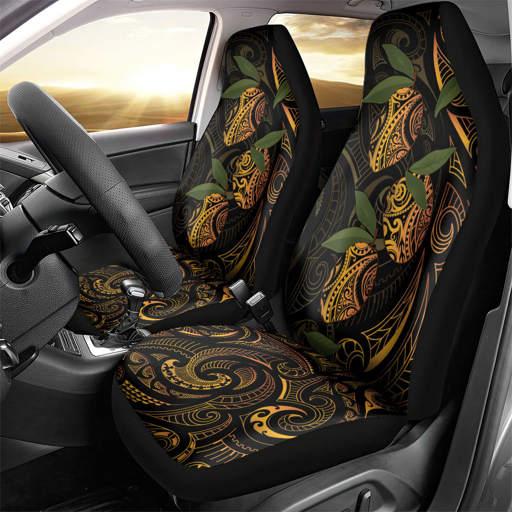 Hawaiian Mango Tribal Tattoo Car Seat Cover Gold Pacific Traditional Pattern