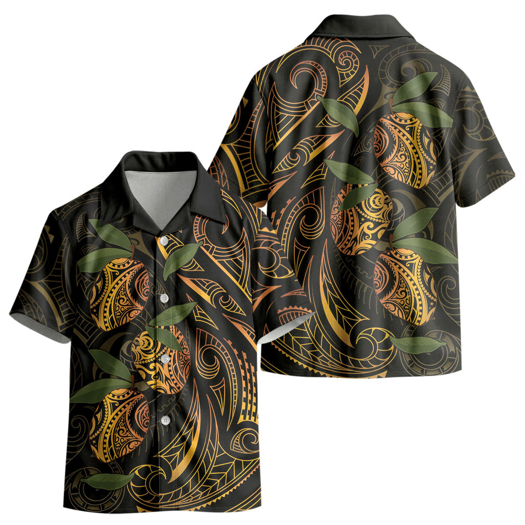 Hawaiian Mango Tribal Tattoo Kid Hawaiian Shirt Gold Pacific Traditional Pattern