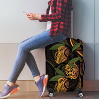 Hawaiian Mango Tribal Tattoo Luggage Cover Gold Pacific Traditional Pattern