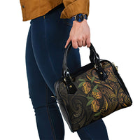 Hawaiian Mango Tribal Tattoo Shoulder Handbag Gold Pacific Traditional Pattern