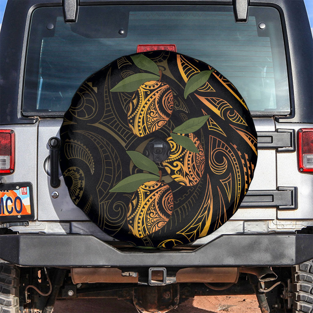 Hawaiian Mango Tribal Tattoo Spare Tire Cover Gold Pacific Traditional Pattern