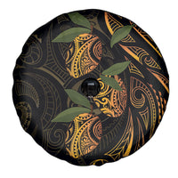 Hawaiian Mango Tribal Tattoo Spare Tire Cover Gold Pacific Traditional Pattern