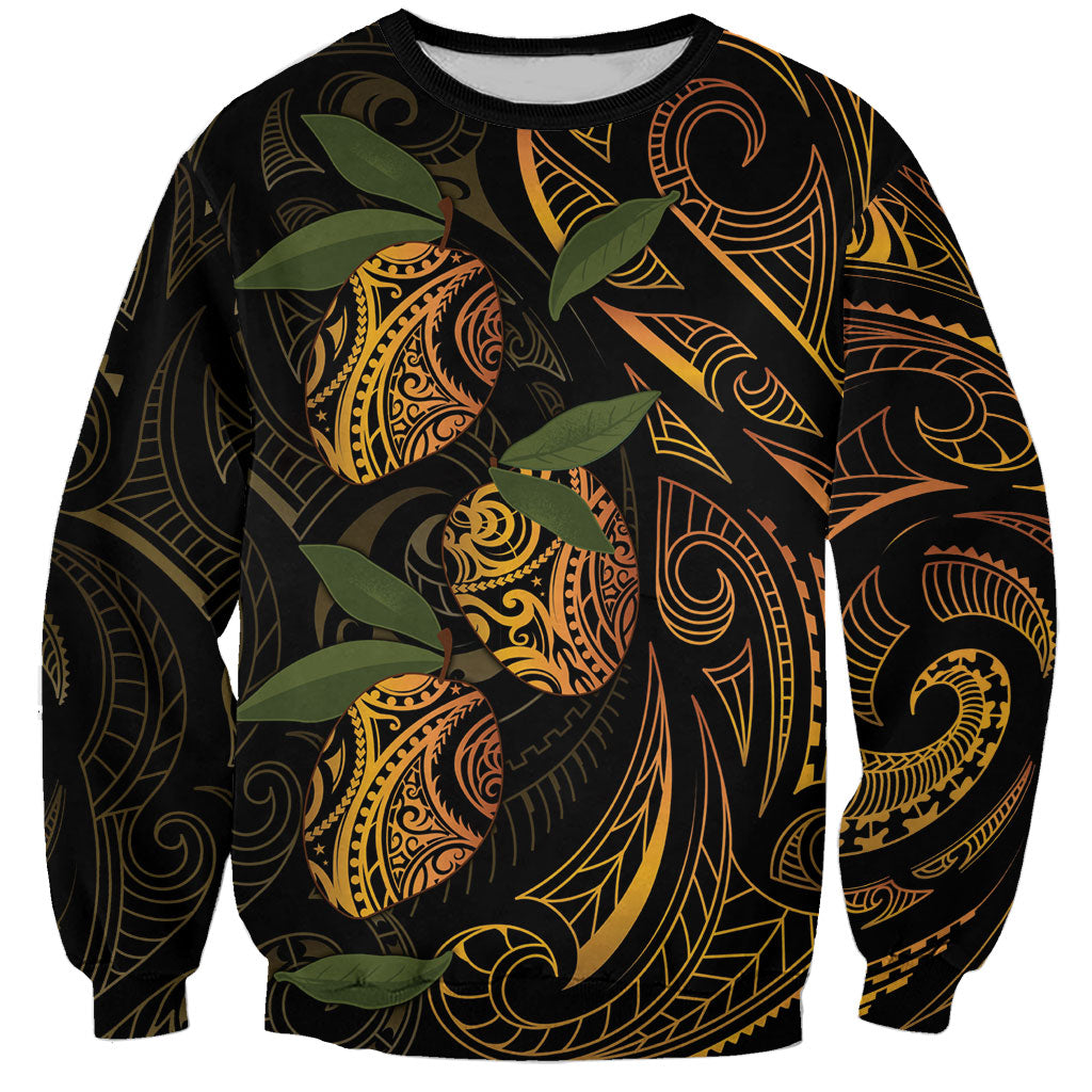 Hawaiian Mango Tribal Tattoo Sweatshirt Gold Pacific Traditional Pattern