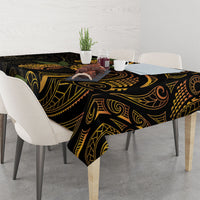 Hawaiian Mango Tribal Tattoo Tablecloth Gold Pacific Traditional Pattern