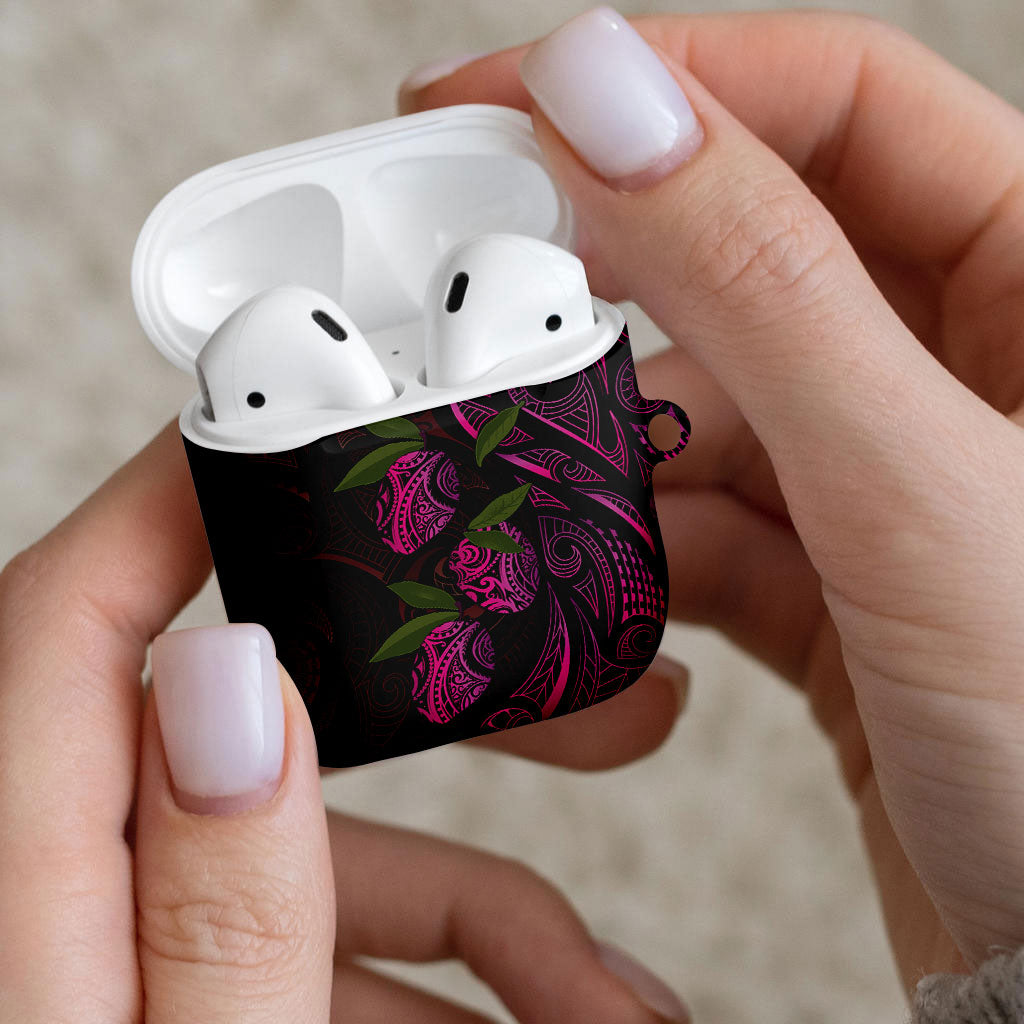 Hawaiian Mango Tribal Tattoo AirPods Case Pink Pacific Traditional Pattern