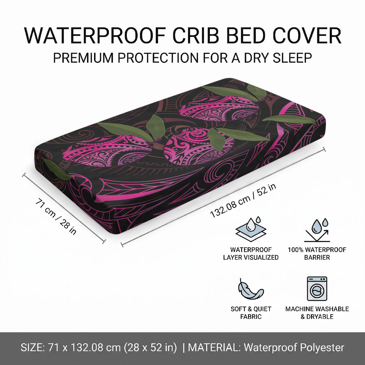Hawaiian Mango Tribal Tattoo Baby Bed Cover Pink Pacific Traditional Pattern LT9 - Polynesian Pride
