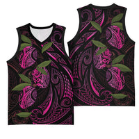 Hawaiian Mango Tribal Tattoo Basketball Jersey Pink Pacific Traditional Pattern