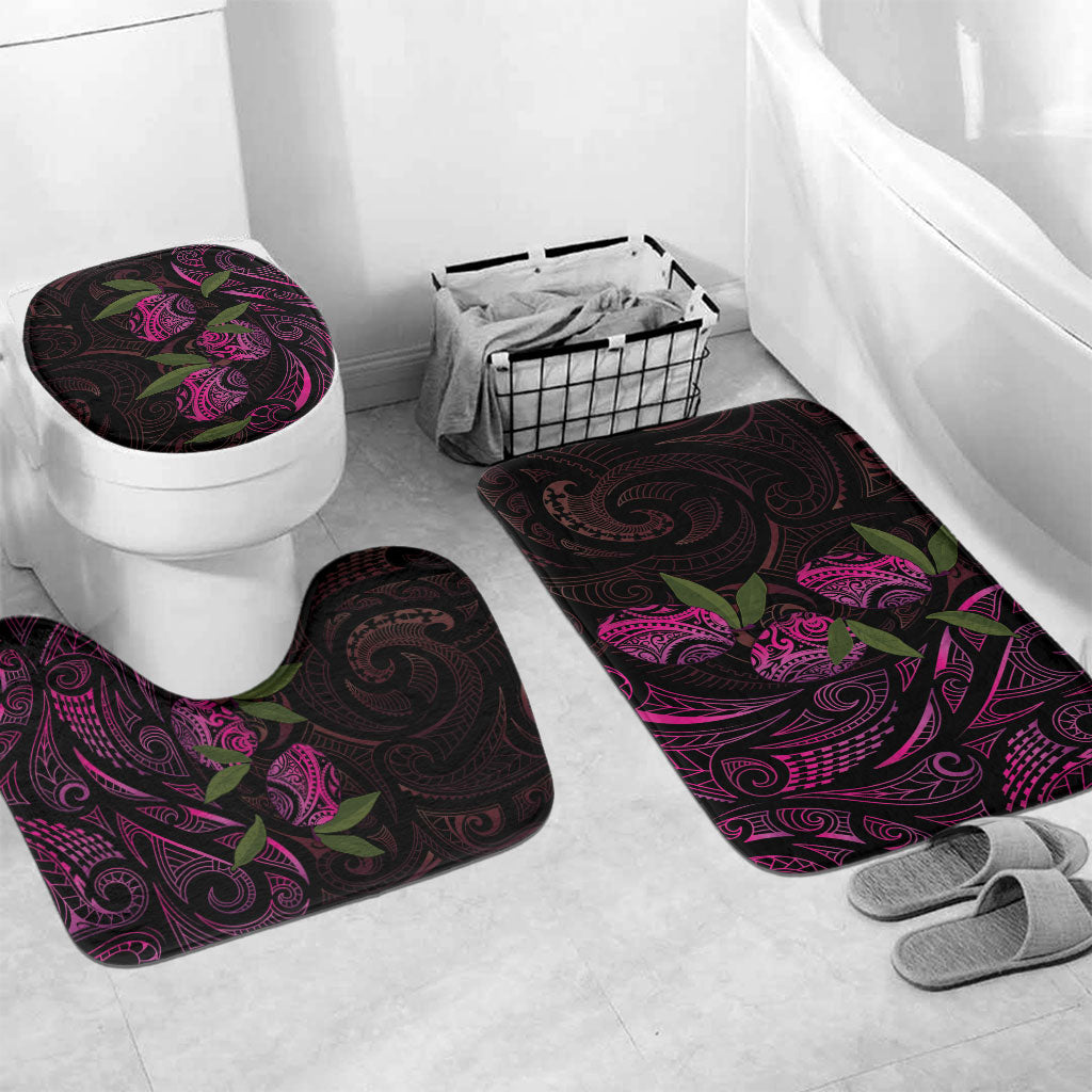 Hawaiian Mango Tribal Tattoo Bathroom Set Pink Pacific Traditional Pattern