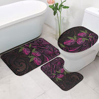 Hawaiian Mango Tribal Tattoo Bathroom Set Pink Pacific Traditional Pattern