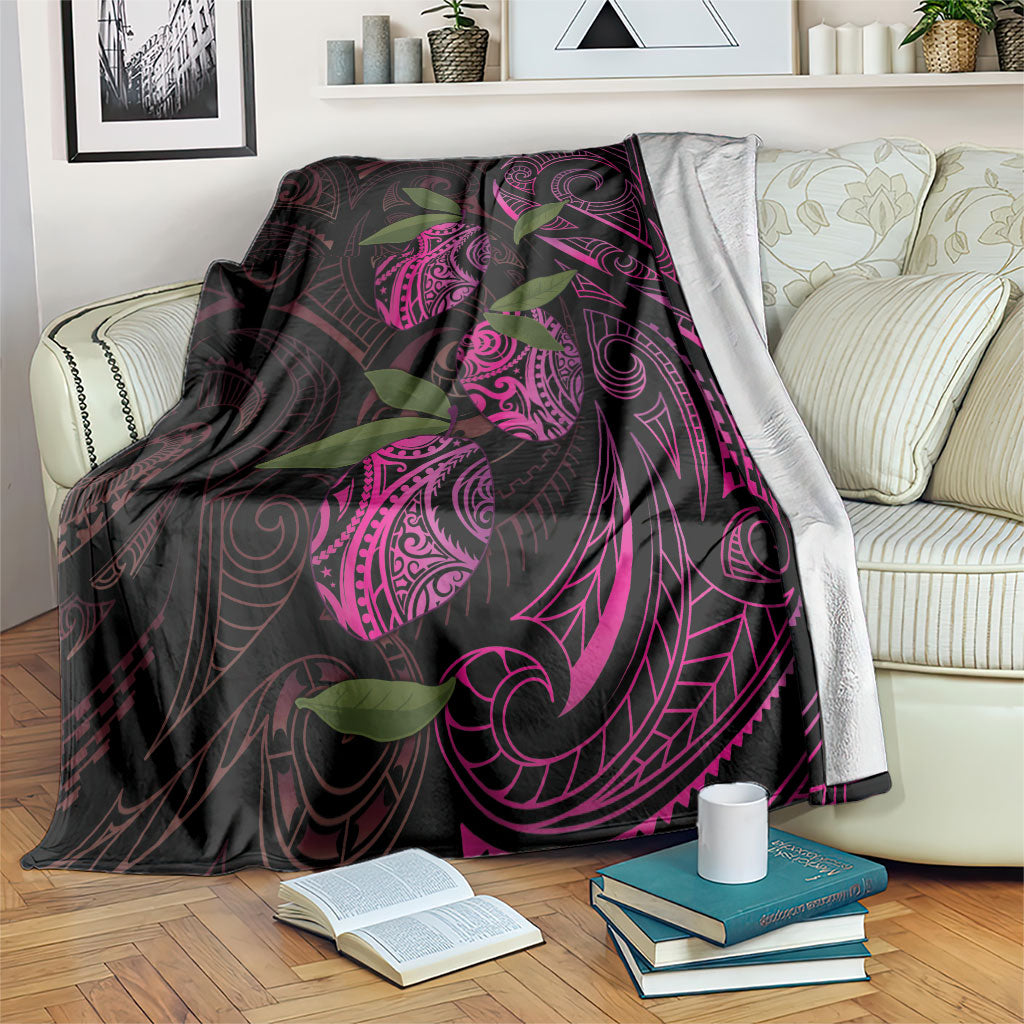 Hawaiian Mango Tribal Tattoo Blanket Pink Pacific Traditional Pattern