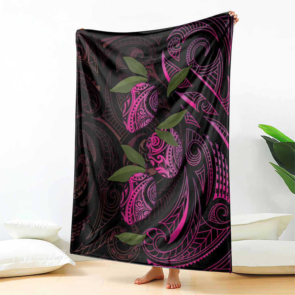 Hawaiian Mango Tribal Tattoo Blanket Pink Pacific Traditional Pattern