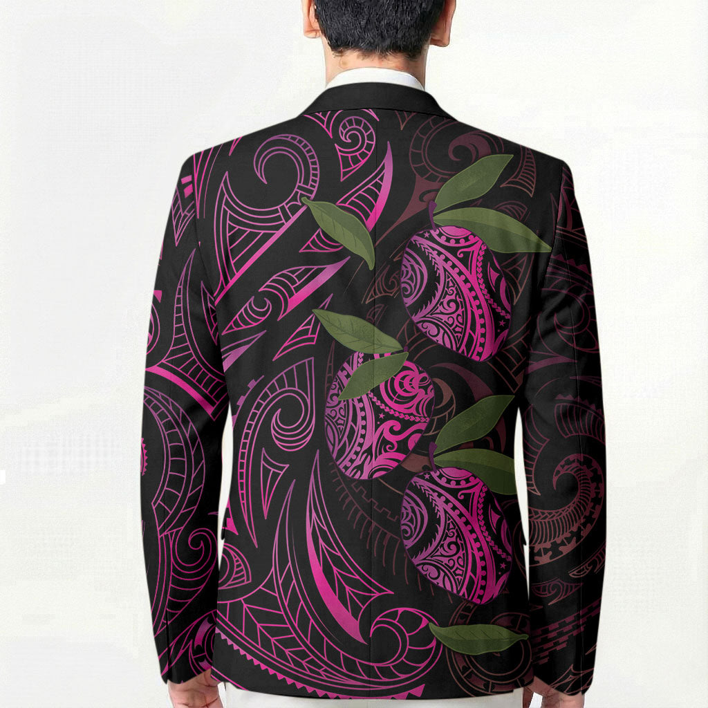 Hawaiian Mango Tribal Tattoo Blazer Pink Pacific Traditional Pattern