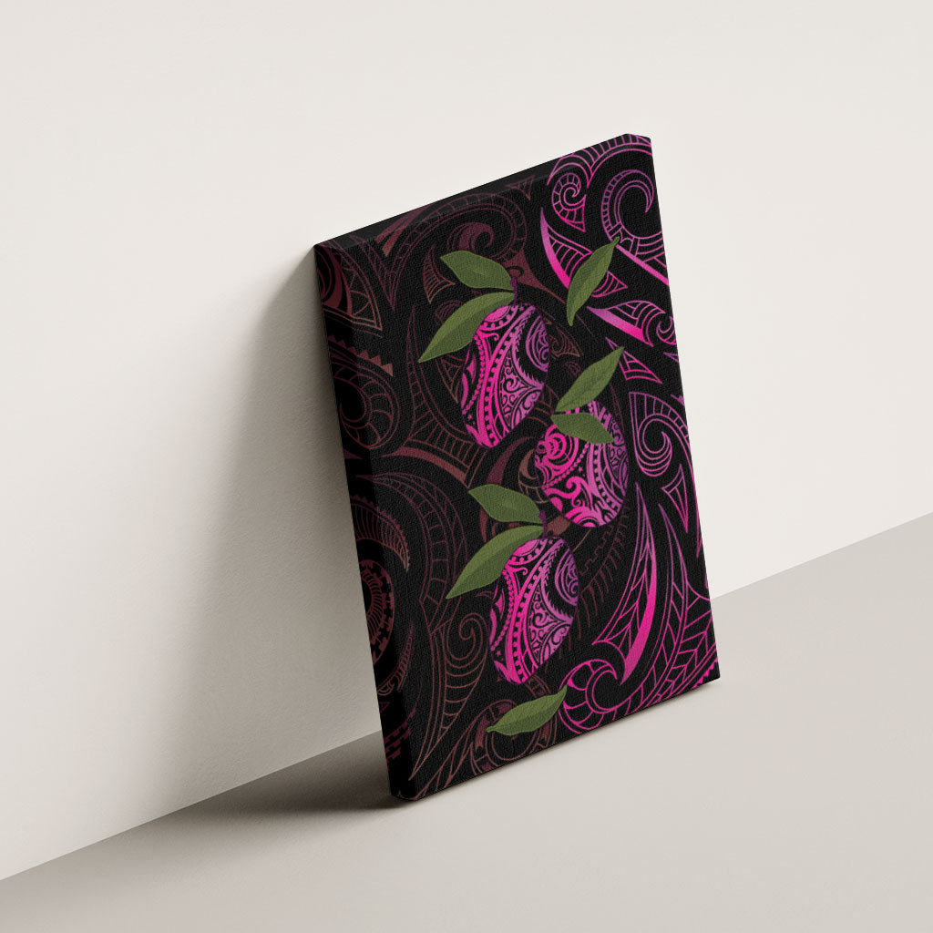 Hawaiian Mango Tribal Tattoo Canvas Wall Art Pink Pacific Traditional Pattern