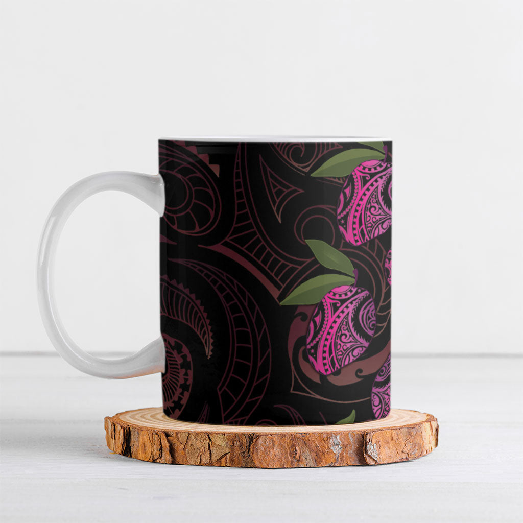 Hawaiian Mango Tribal Tattoo Ceramic Mug Pink Pacific Traditional Pattern LT9 Pink - Polynesian Pride