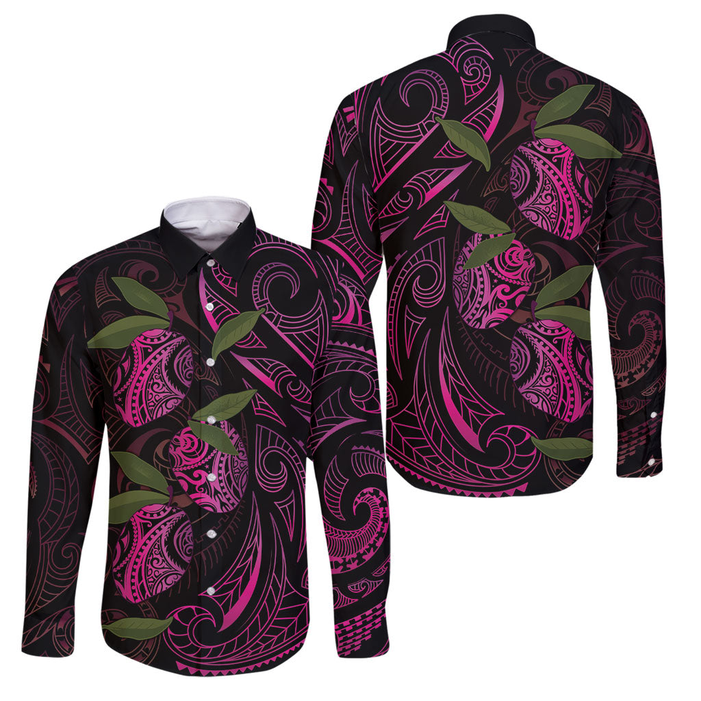 Hawaiian Mango Tribal Tattoo Family Matching Mermaid Dress and Hawaiian Shirt Pink Pacific Traditional Pattern