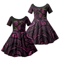 Hawaiian Mango Tribal Tattoo Family Matching Mermaid Dress and Hawaiian Shirt Pink Pacific Traditional Pattern