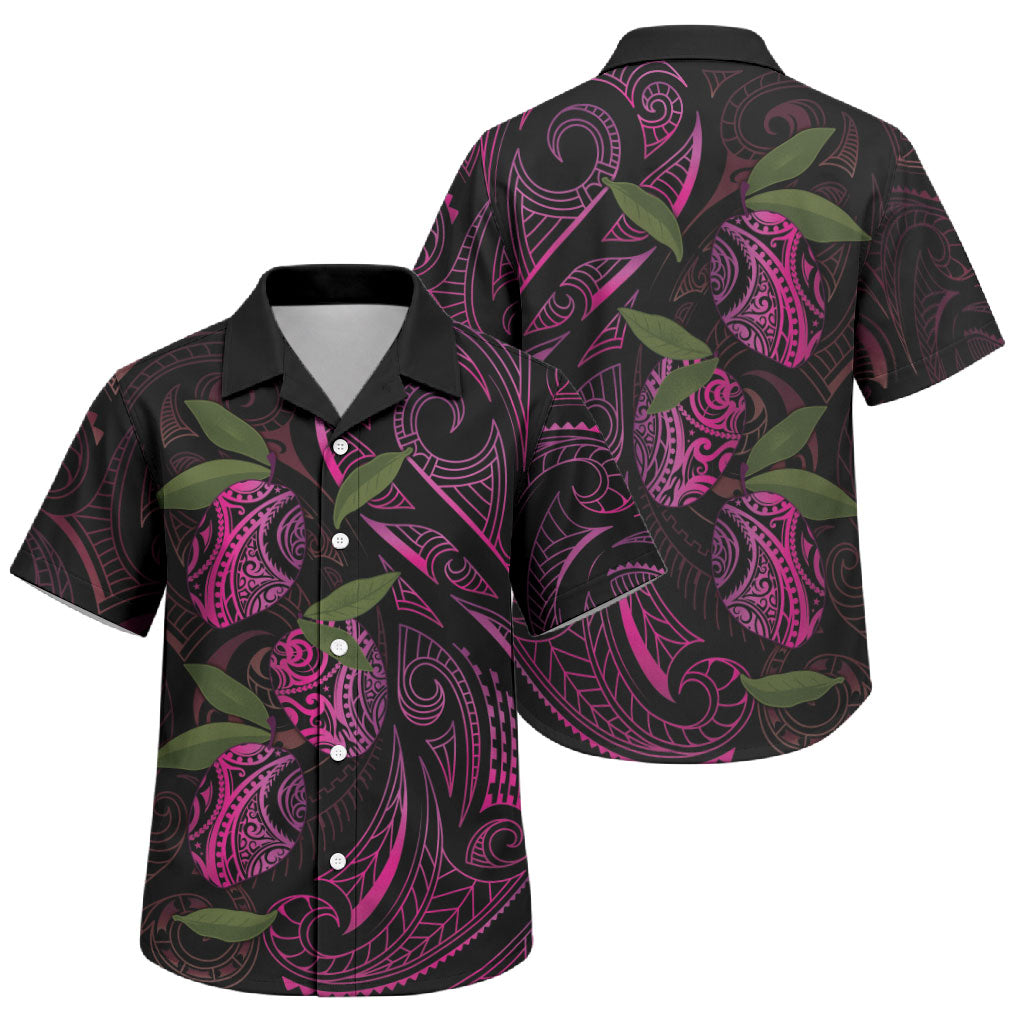 Hawaiian Mango Tribal Tattoo Family Matching Mermaid Dress and Hawaiian Shirt Pink Pacific Traditional Pattern