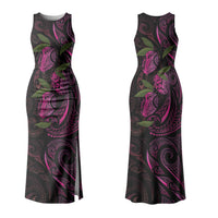 Hawaiian Mango Tribal Tattoo Family Matching Tank Maxi Dress and Hawaiian Shirt Pink Pacific Traditional Pattern