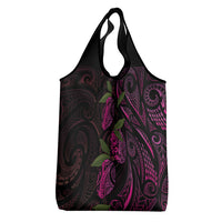 Hawaiian Mango Tribal Tattoo Grocery Bag Pink Pacific Traditional Pattern