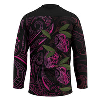 Hawaiian Mango Tribal Tattoo Hockey Jersey Pink Pacific Traditional Pattern