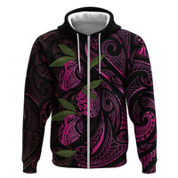 Hawaiian Mango Tribal Tattoo Hoodie Pink Pacific Traditional Pattern