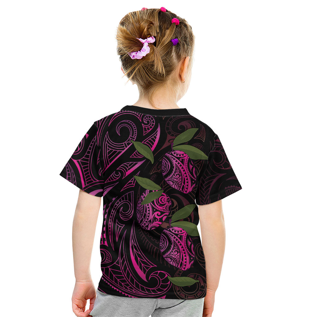 Hawaiian Mango Tribal Tattoo Kid T Shirt Pink Pacific Traditional Pattern