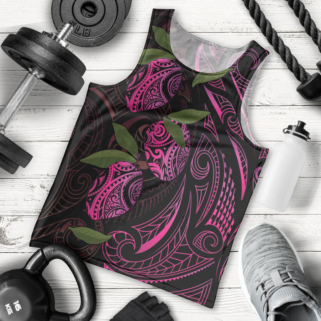 Hawaiian Mango Tribal Tattoo Men Tank Top Pink Pacific Traditional Pattern