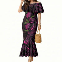 Hawaiian Mango Tribal Tattoo Mermaid Dress Pink Pacific Traditional Pattern