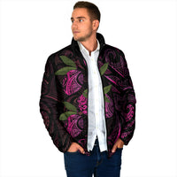 Hawaiian Mango Tribal Tattoo Padded Jacket Pink Pacific Traditional Pattern