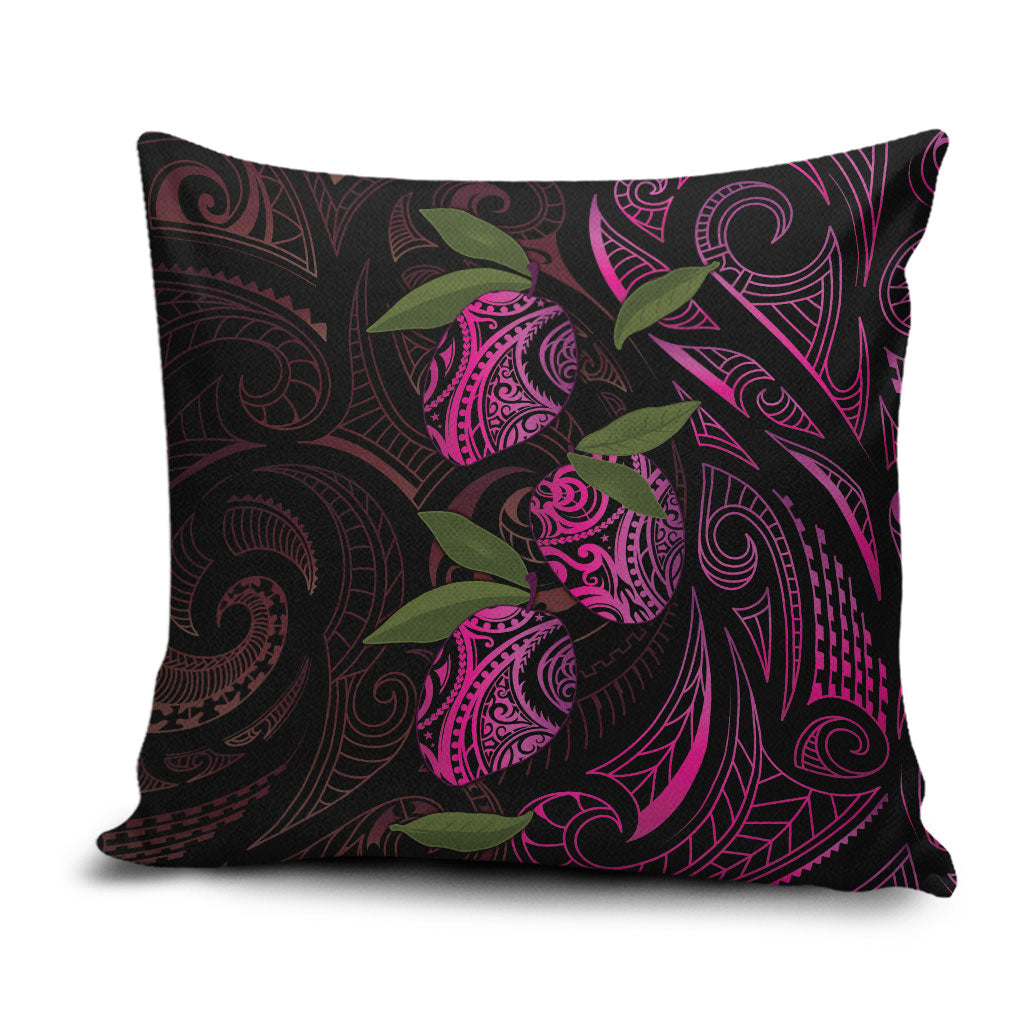 Hawaiian Mango Tribal Tattoo Pillow Cover Pink Pacific Traditional Pattern