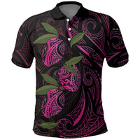 Hawaiian Mango Tribal Tattoo Polo Shirt Pink Pacific Traditional Pattern