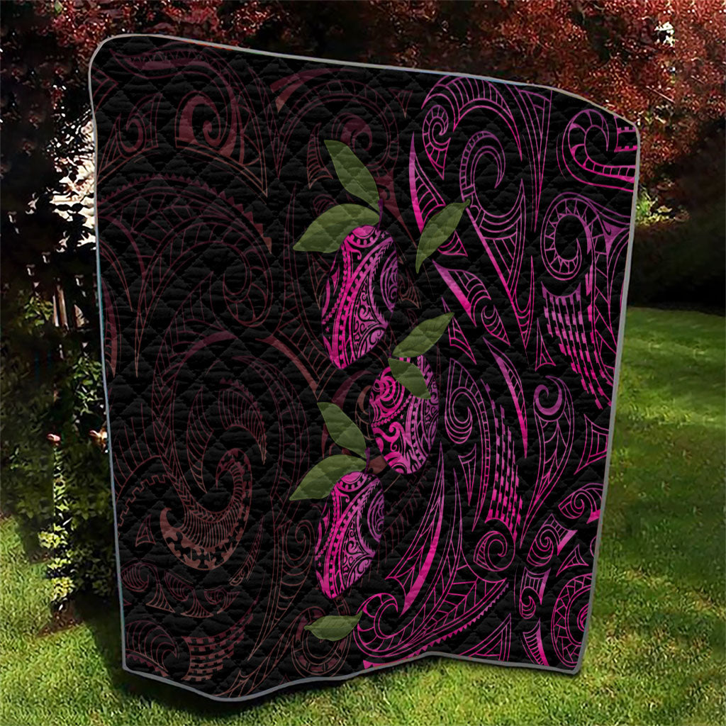 Hawaiian Mango Tribal Tattoo Quilt Pink Pacific Traditional Pattern