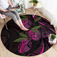 Hawaiian Mango Tribal Tattoo Round Carpet Pink Pacific Traditional Pattern