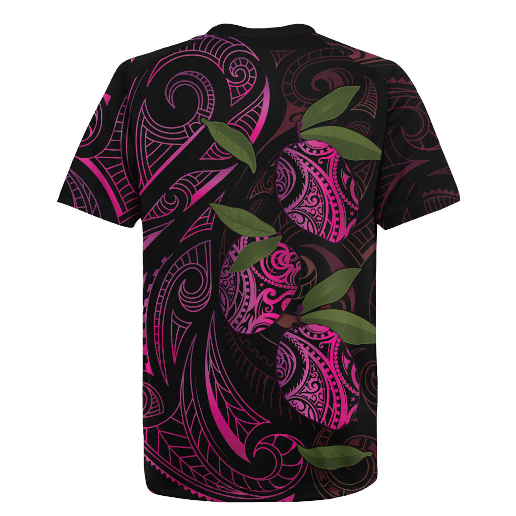 Hawaiian Mango Tribal Tattoo Rugby Jersey Pink Pacific Traditional Pattern