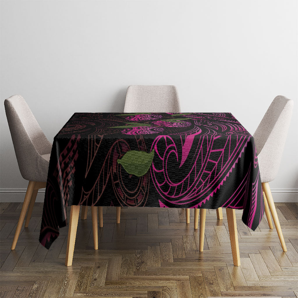 Hawaiian Mango Tribal Tattoo Tablecloth Pink Pacific Traditional Pattern
