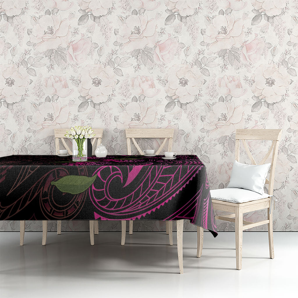 Hawaiian Mango Tribal Tattoo Tablecloth Pink Pacific Traditional Pattern