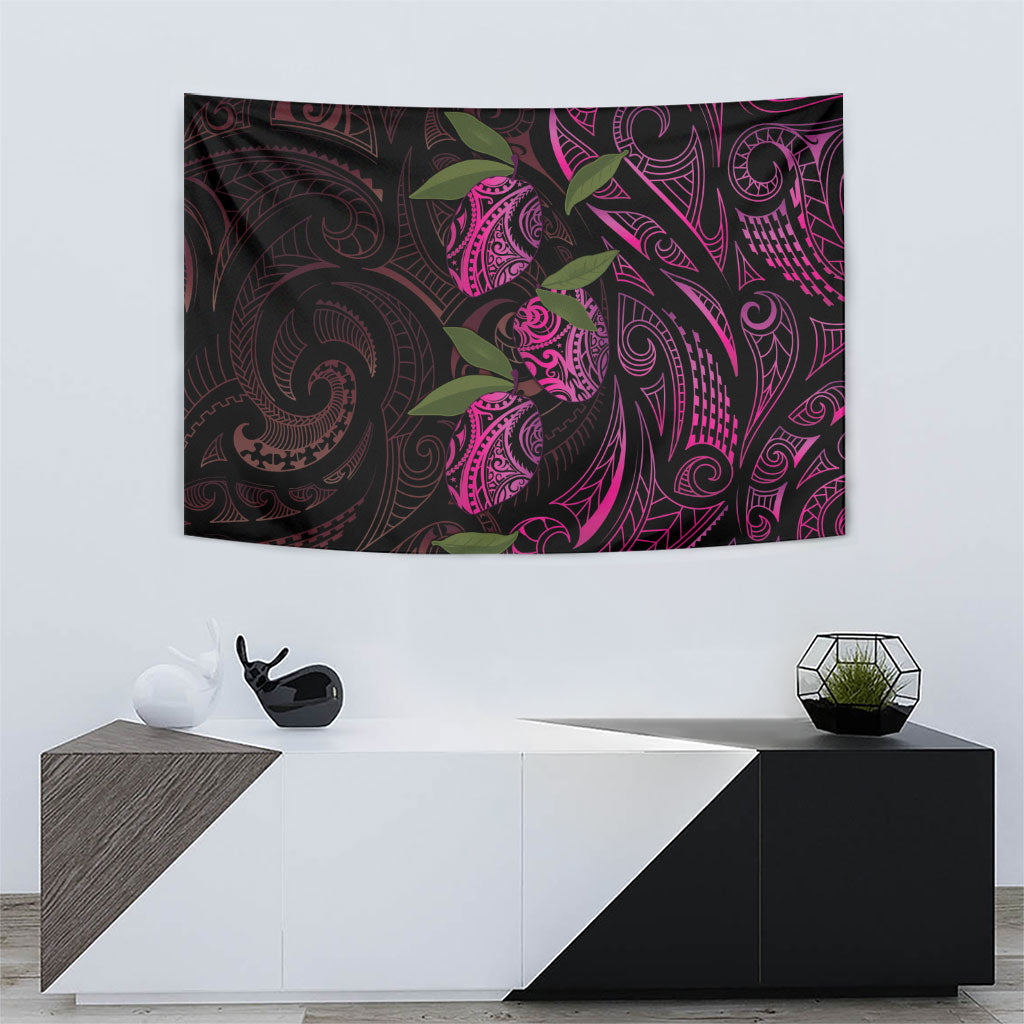 Hawaiian Mango Tribal Tattoo Tapestry Pink Pacific Traditional Pattern