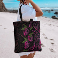 Hawaiian Mango Tribal Tattoo Tote Bag Pink Pacific Traditional Pattern