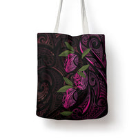 Hawaiian Mango Tribal Tattoo Tote Bag Pink Pacific Traditional Pattern