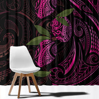 Hawaiian Mango Tribal Tattoo Window Curtain Pink Pacific Traditional Pattern