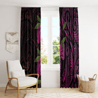 Hawaiian Mango Tribal Tattoo Window Curtain Pink Pacific Traditional Pattern