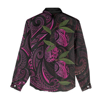 Hawaiian Mango Tribal Tattoo Women Casual Shirt Pink Pacific Traditional Pattern