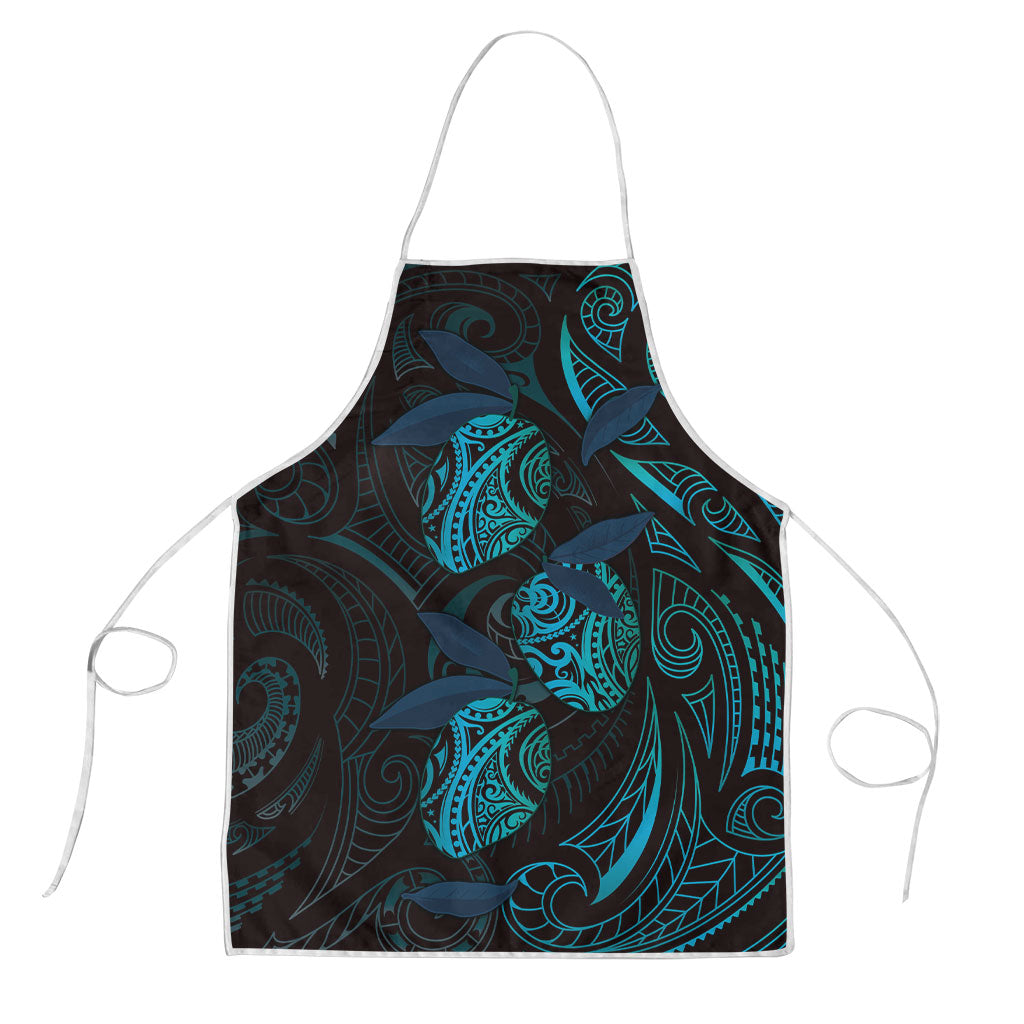 Hawaiian Mango Tribal Tattoo Apron Teal Pacific Traditional Pattern