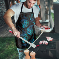Hawaiian Mango Tribal Tattoo Apron Teal Pacific Traditional Pattern