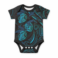 Hawaiian Mango Tribal Tattoo Baby Onesie Teal Pacific Traditional Pattern LT9 Teal - Polynesian Pride