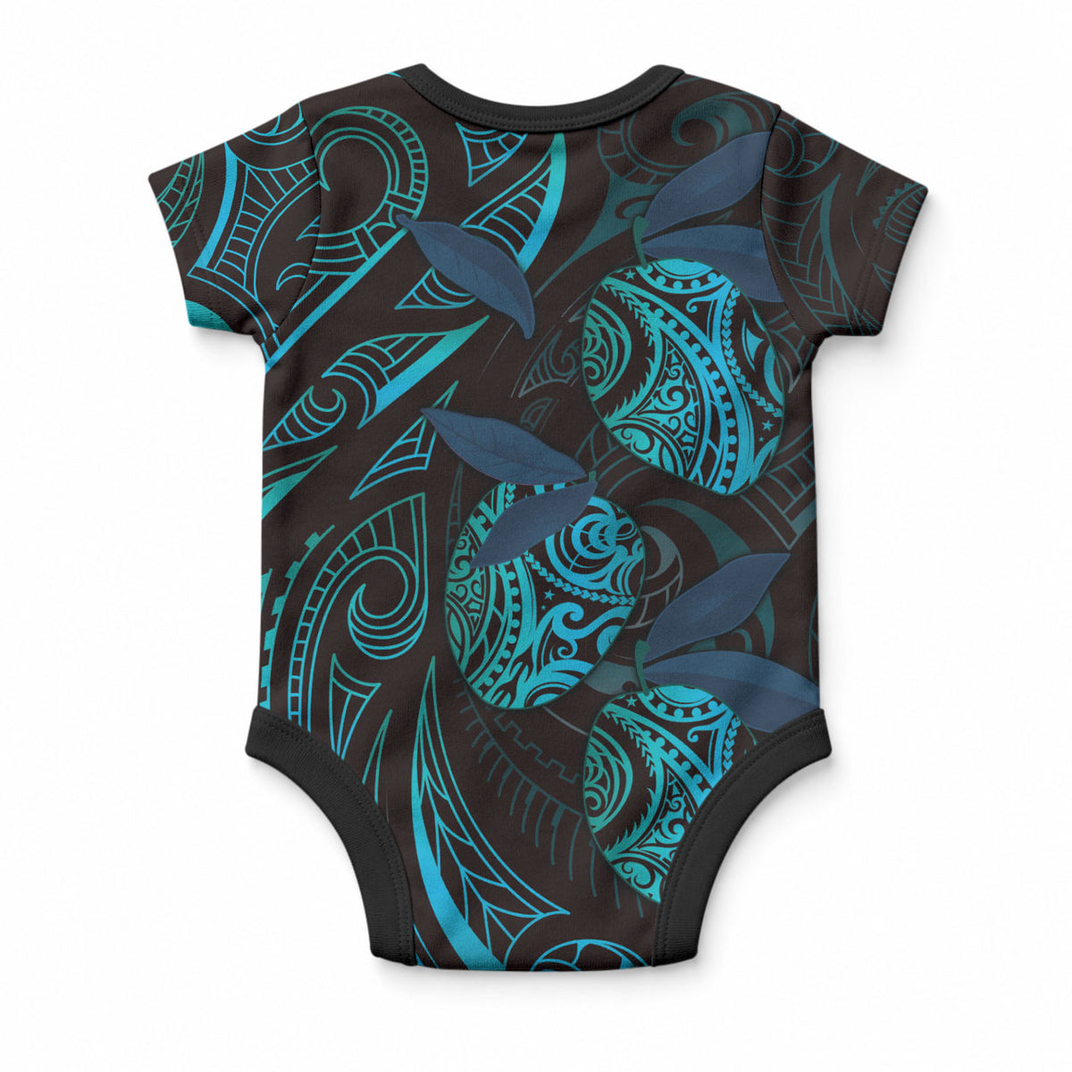 Hawaiian Mango Tribal Tattoo Baby Onesie Teal Pacific Traditional Pattern LT9 - Polynesian Pride