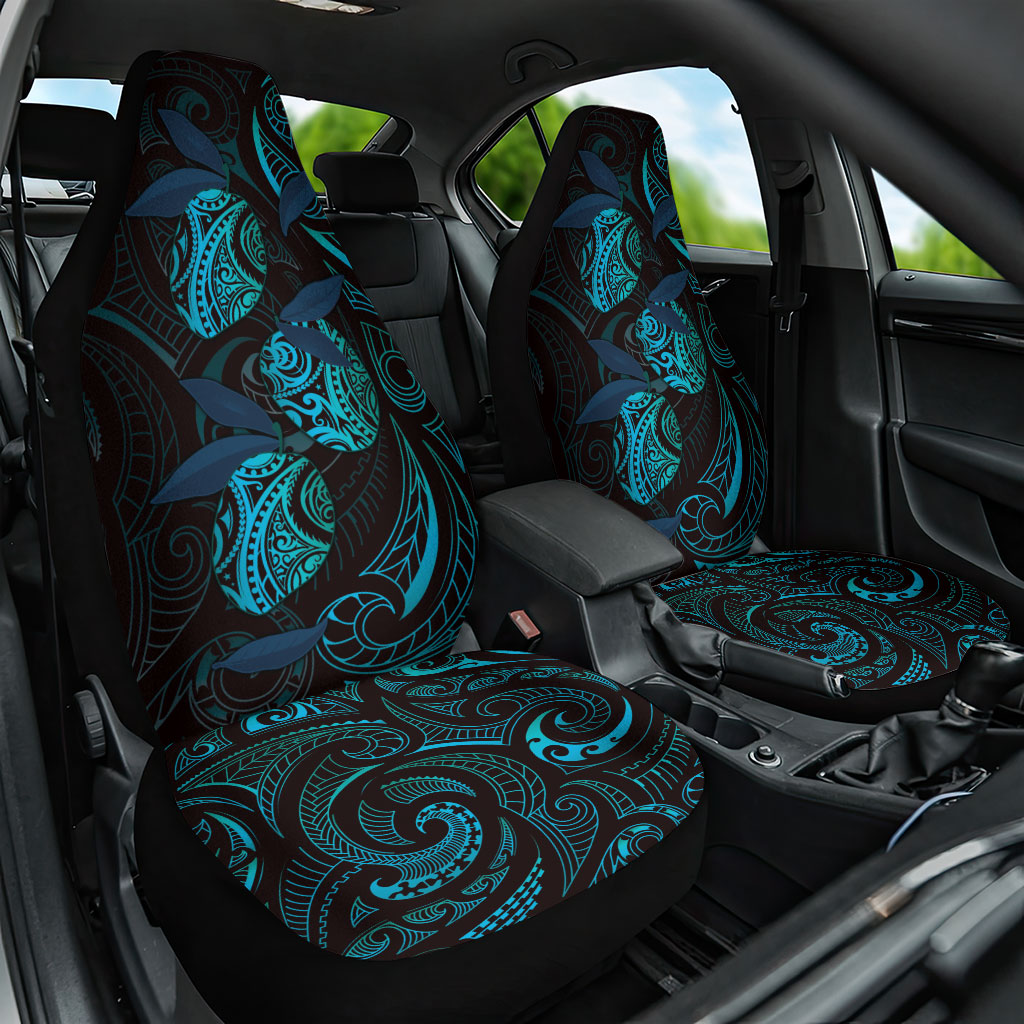 Hawaiian Mango Tribal Tattoo Car Seat Cover Teal Pacific Traditional Pattern