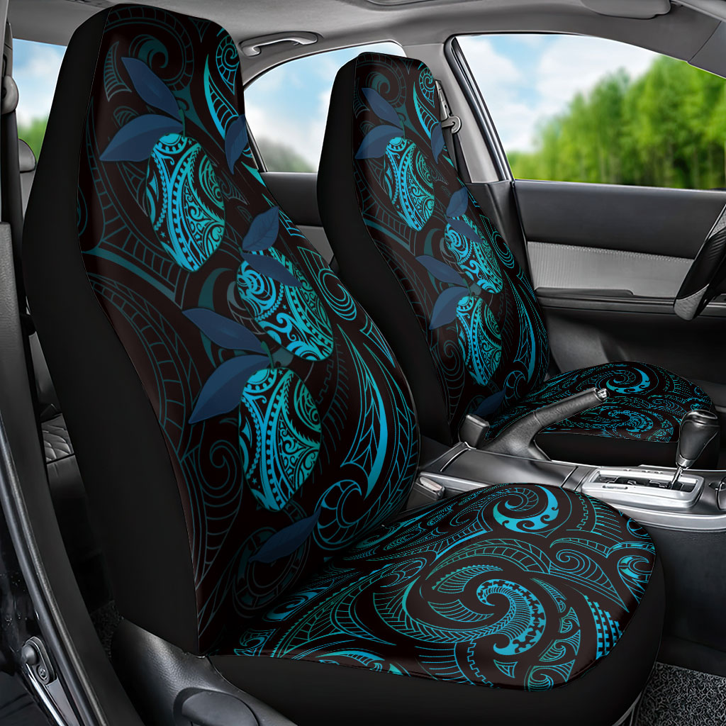 Hawaiian Mango Tribal Tattoo Car Seat Cover Teal Pacific Traditional Pattern